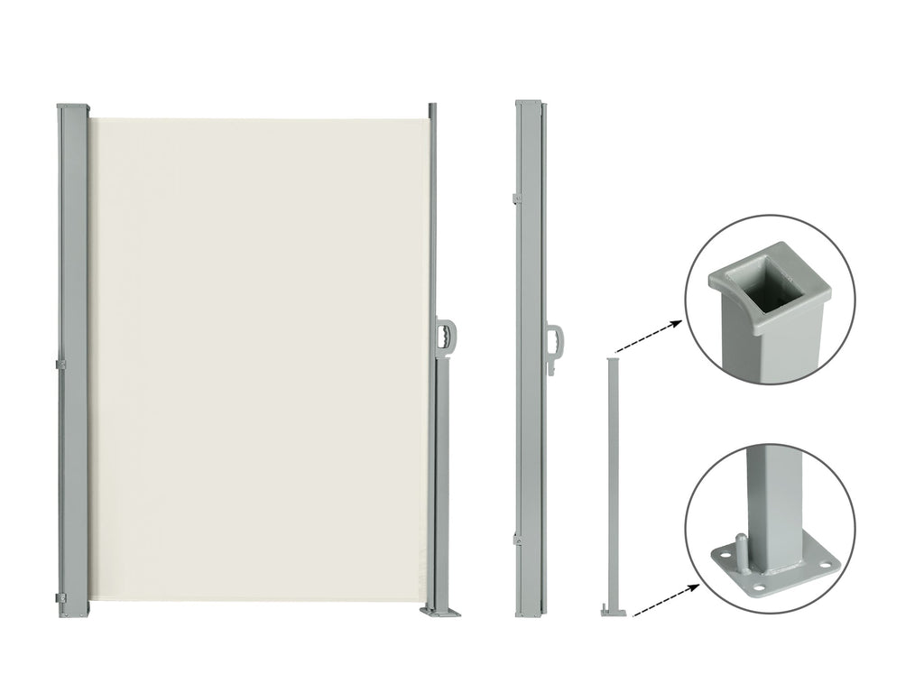 Toughout 1.6m x 3m Retractable Side Awning Screen Shade - Beige