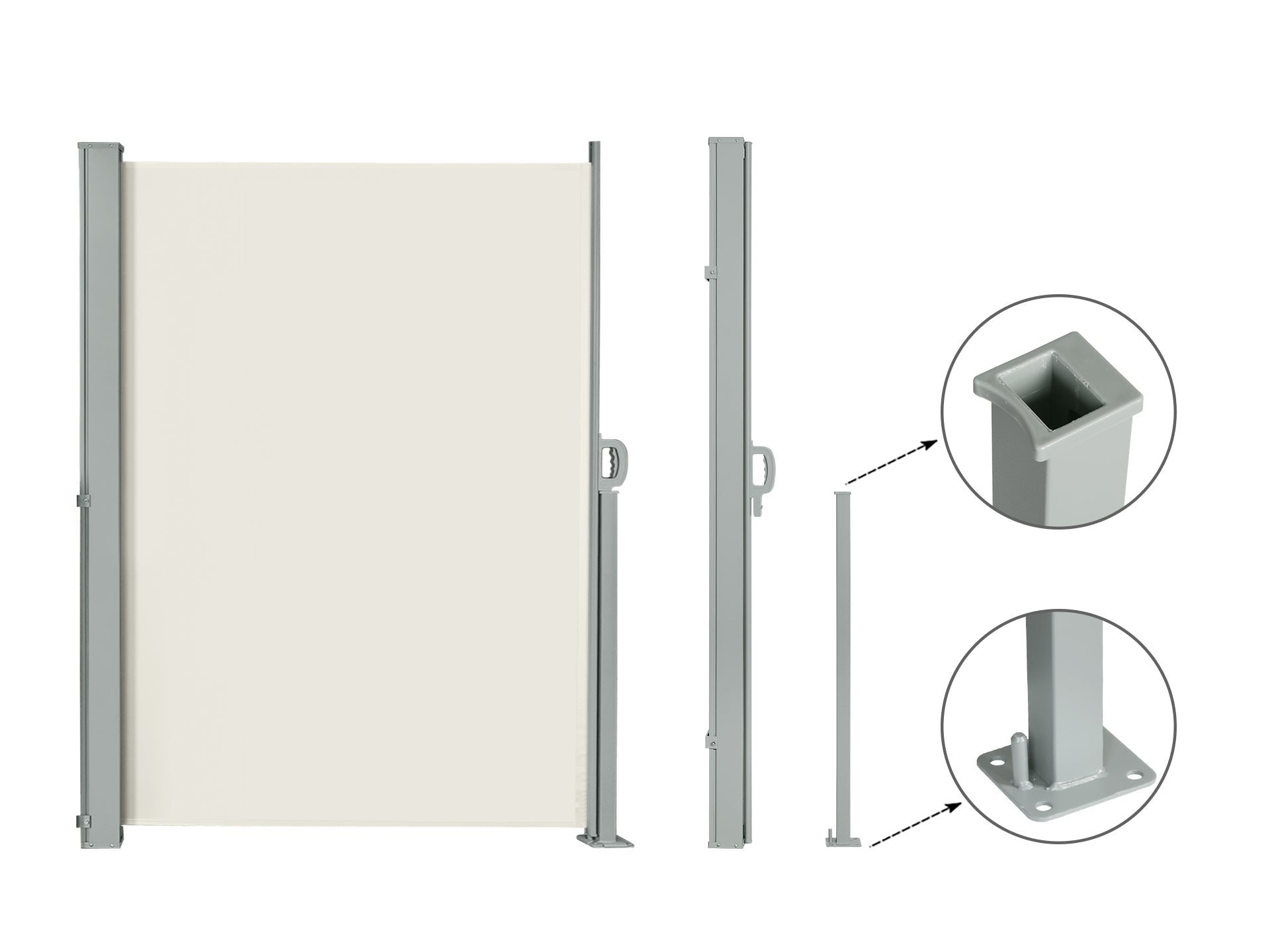 Toughout 1.6m x 3m Retractable Side Awning Screen Shade - Beige