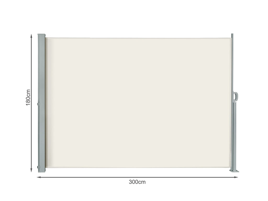 Toughout 1.8m x 3m Retractable Side Awning Screen Shade - Beige