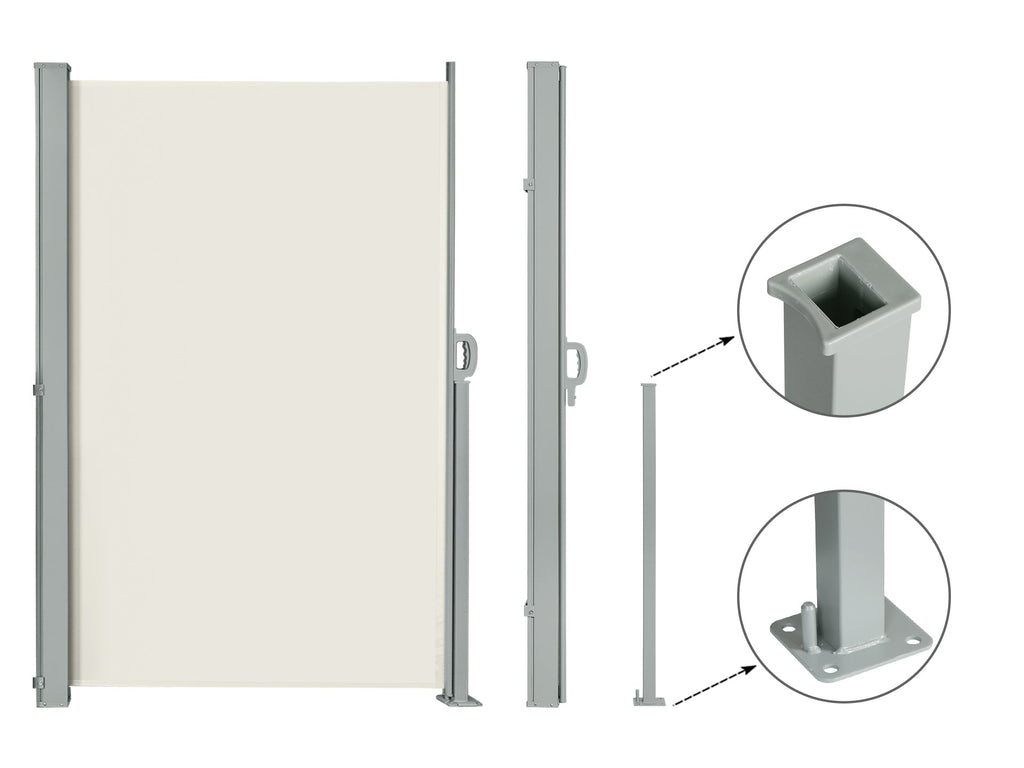 Toughout 1.8m x 3m Retractable Side Awning Screen Shade - Beige
