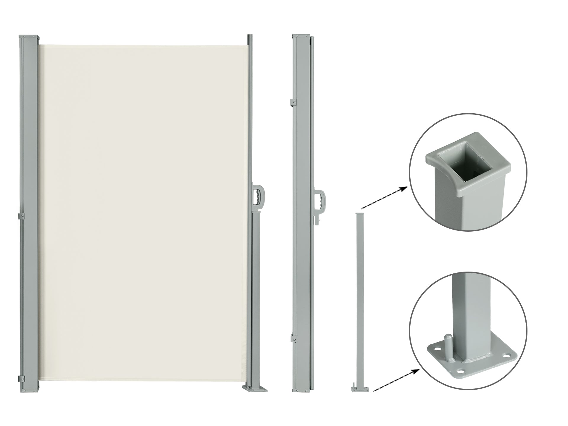 Toughout 1.8m x 3m Retractable Side Awning Screen Shade - Beige