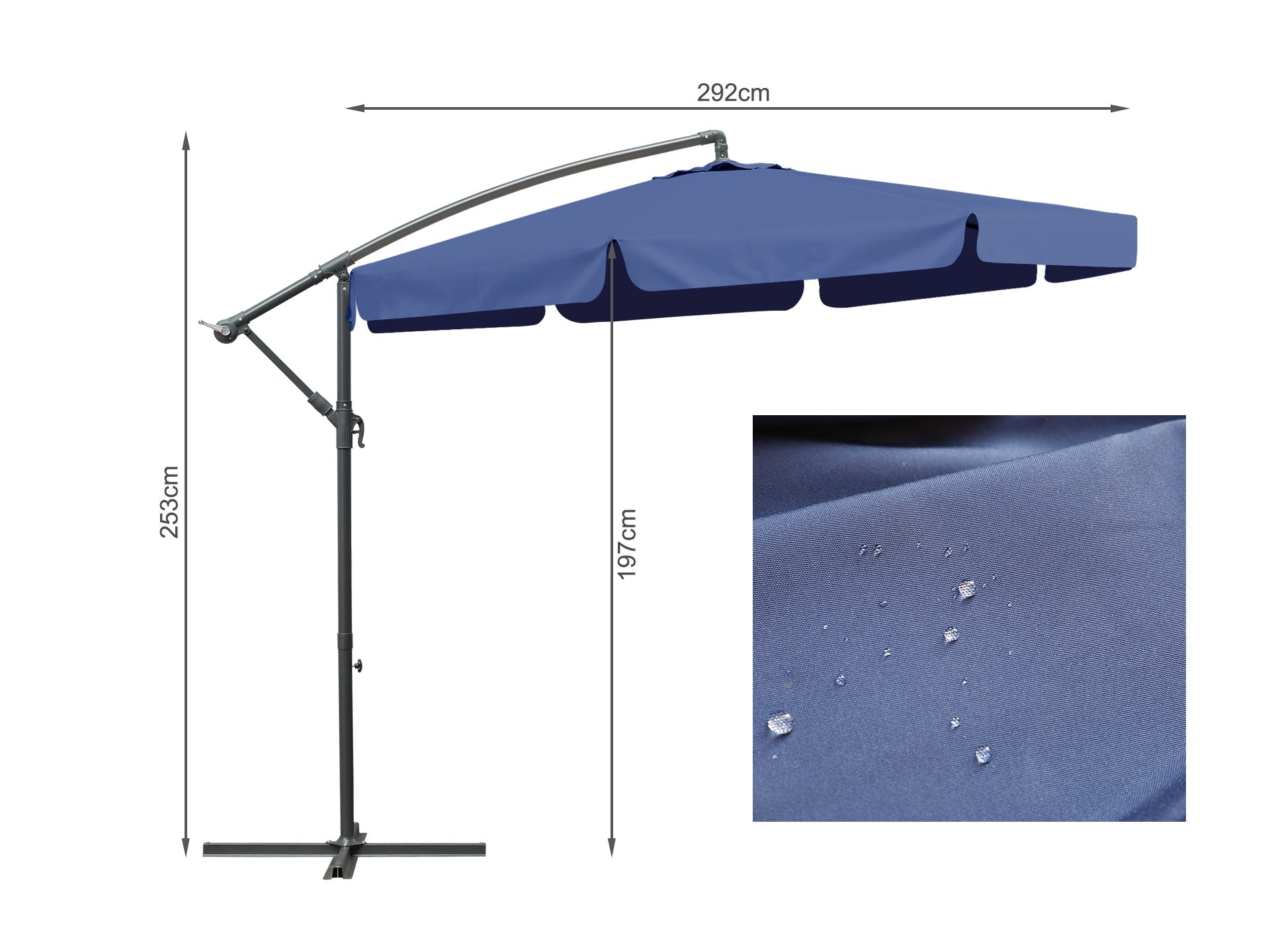 Toughout Puriri Outdoor Cantilever Umbrella 3m - Navy