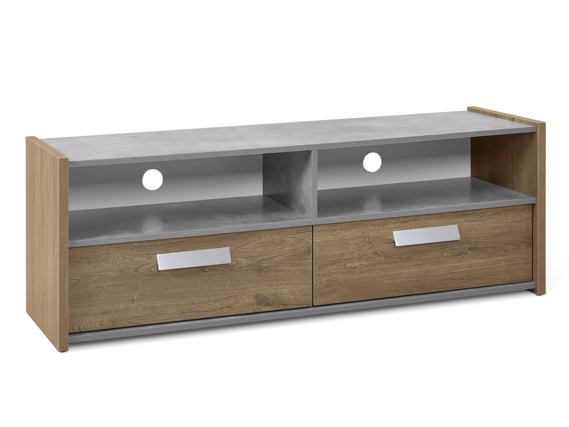 TOMMIE 1.4M Entertainment Unit - Cement + Oak
