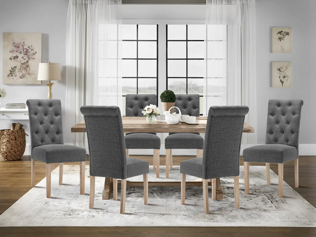 Zoey 6 Piece Upholstered Dining Chair - Dark Grey