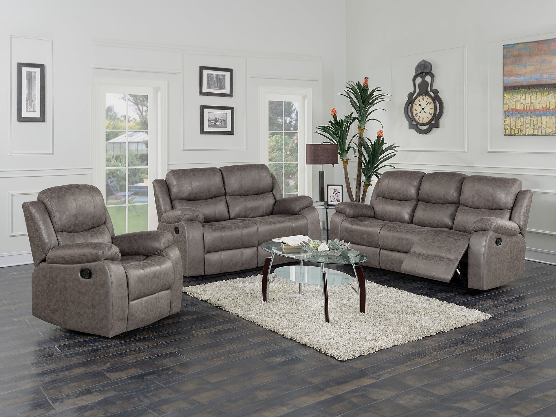 Wilson Manual 3 Piece Recliner Sofa Set - Brown