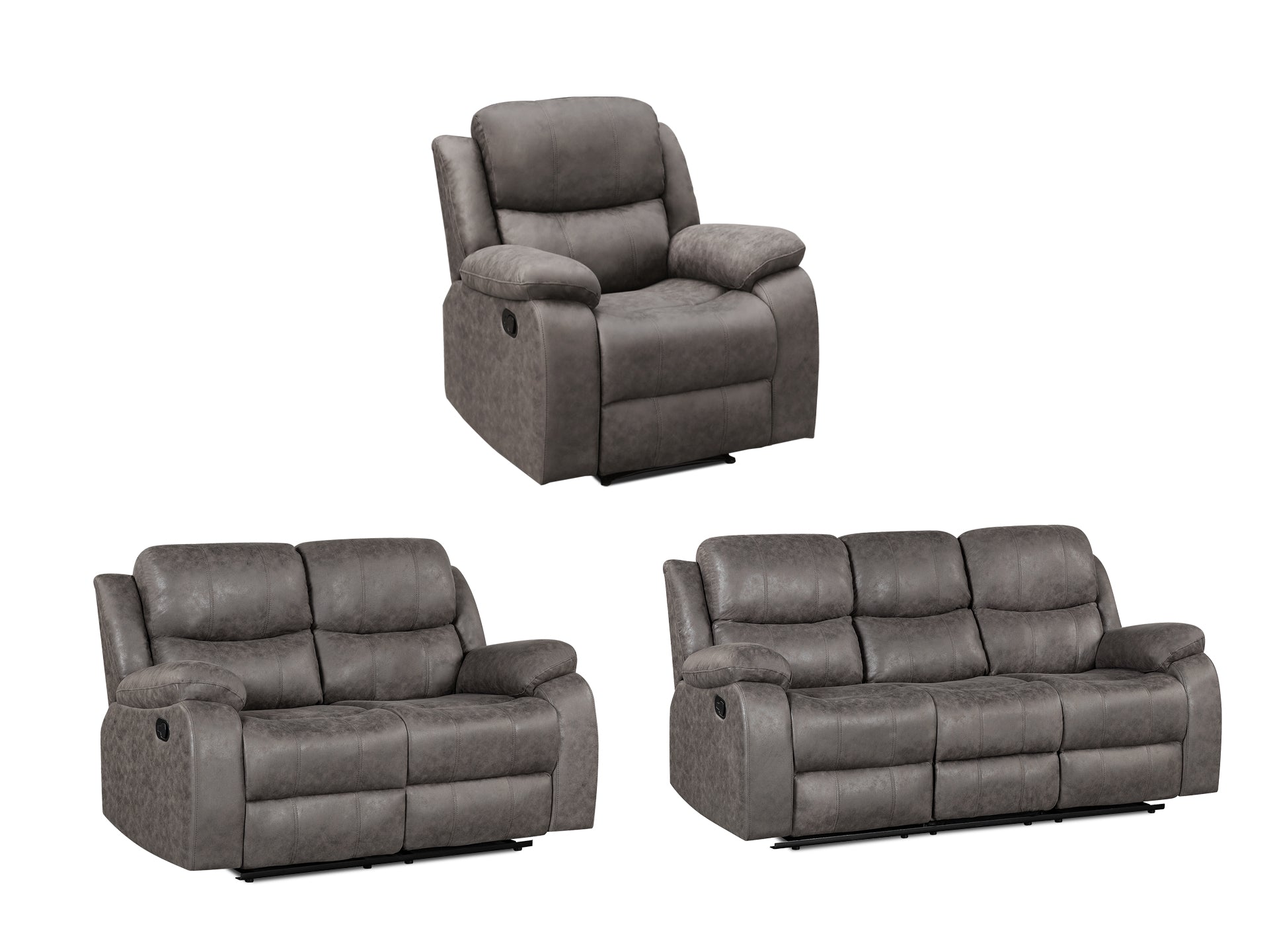 Wilson Manual 3 Piece Recliner Sofa Set - Brown