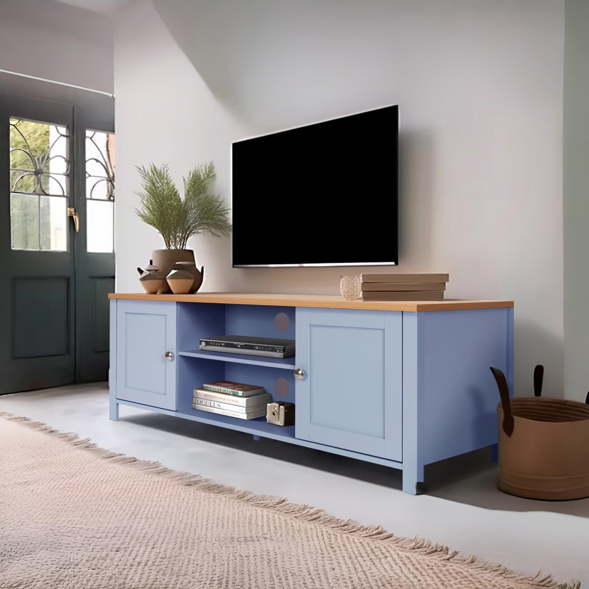 Atlas Wooden 1.2m Entertainment Unit - Blue Grey