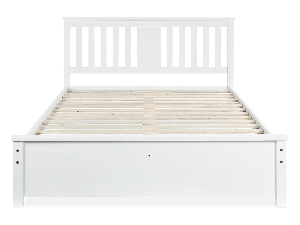 Castor Double Wooden Bed Frame - White