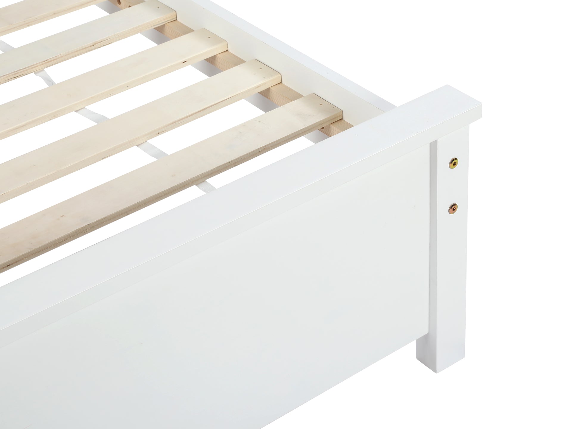 Castor Double Wooden Bed Frame - White