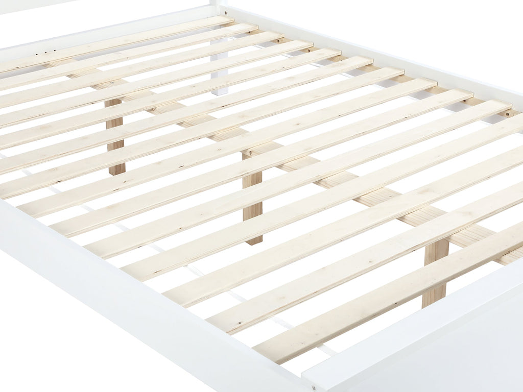 Castor Double Wooden Bed Frame - White