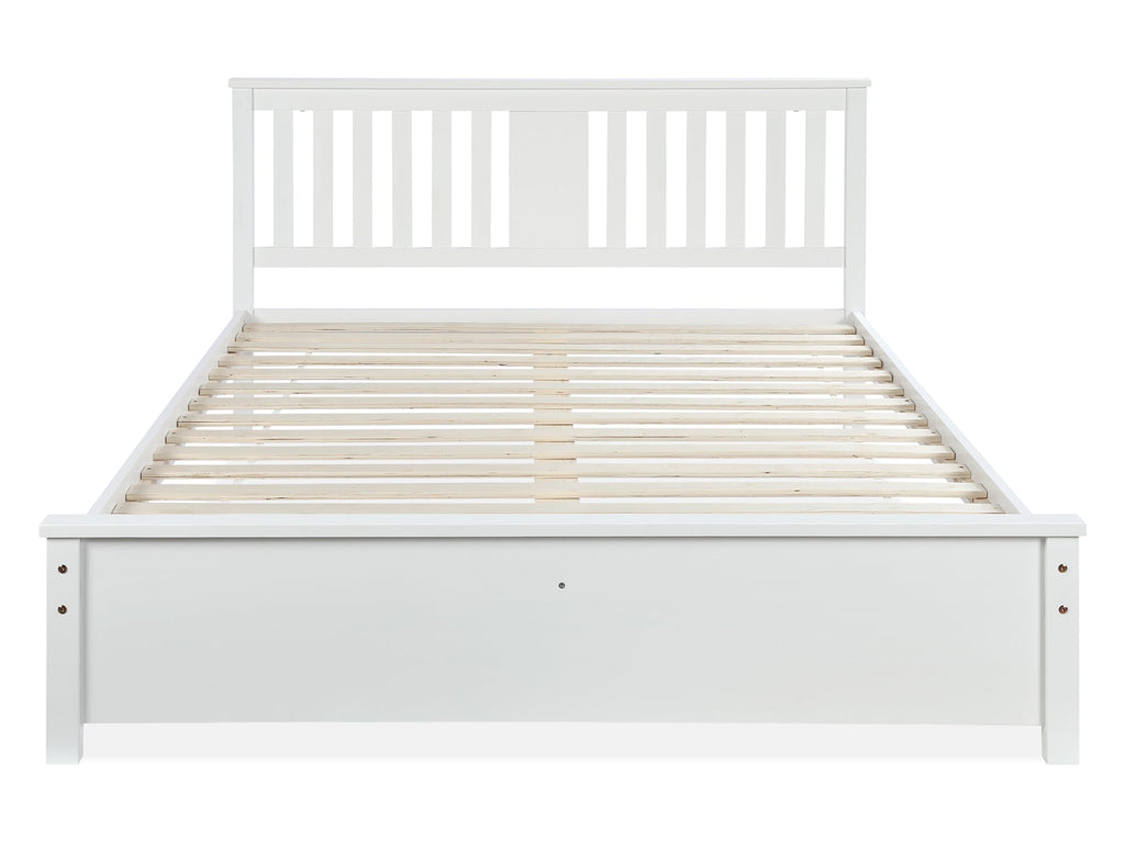 Castor Queen Wooden Bed Frame - White