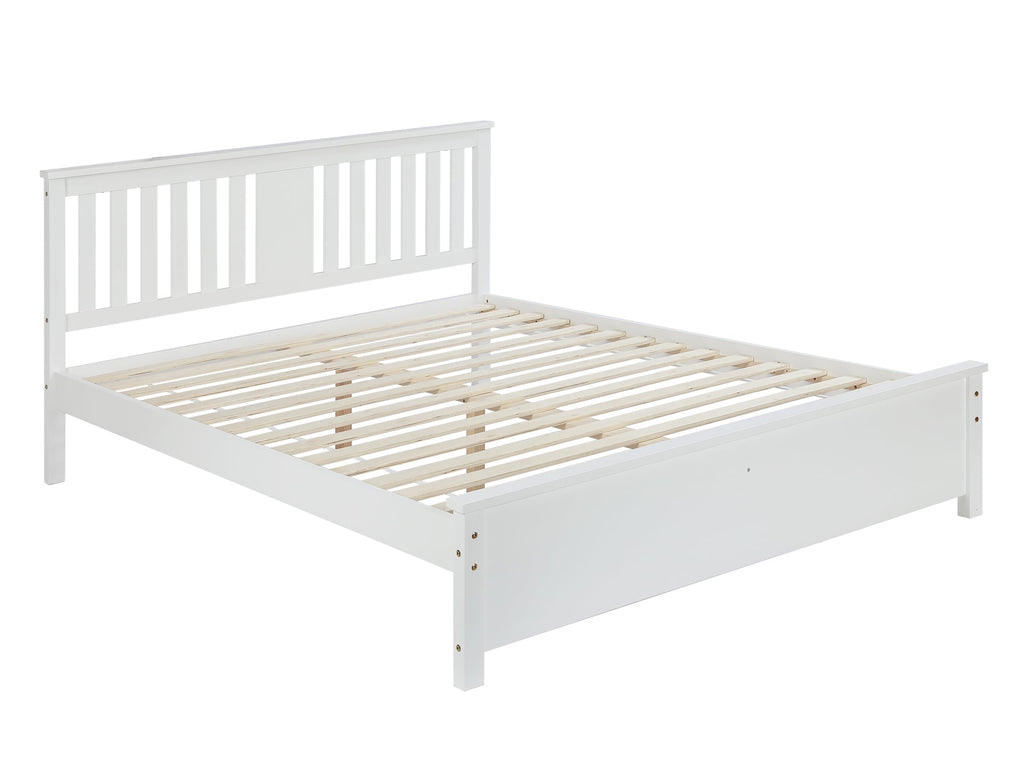 Castor Queen Wooden Bed Frame - White