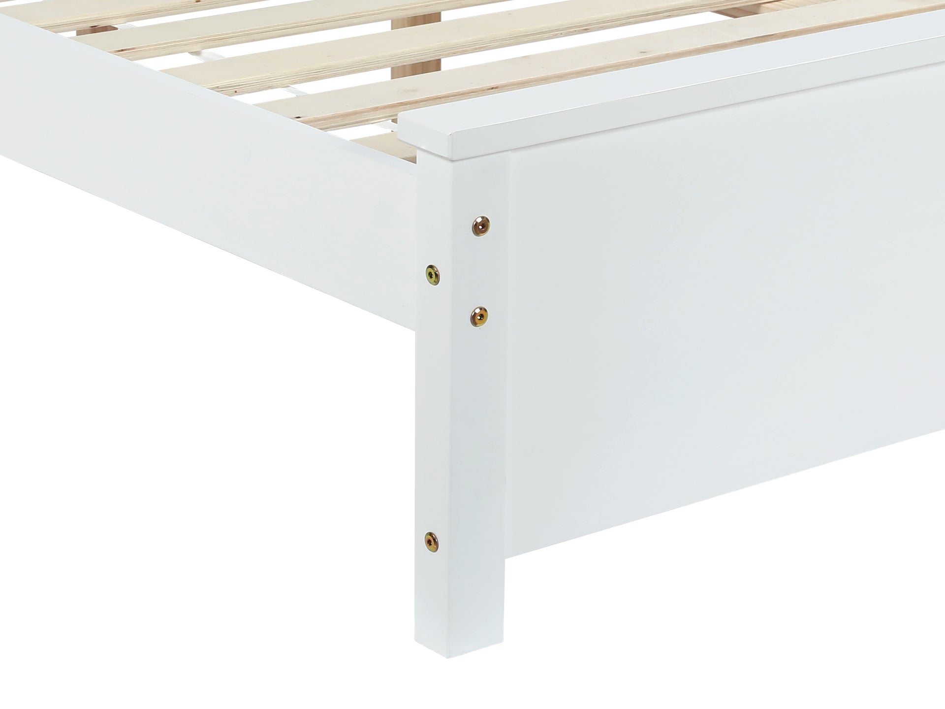 Castor Queen Wooden Bed Frame - White