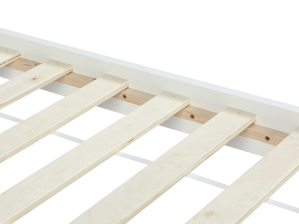 Castor Queen Wooden Bed Frame - White