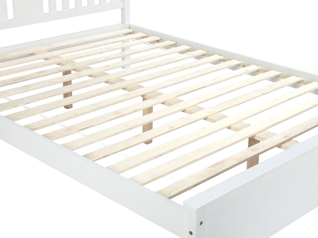 Castor Queen Wooden Bed Frame - White
