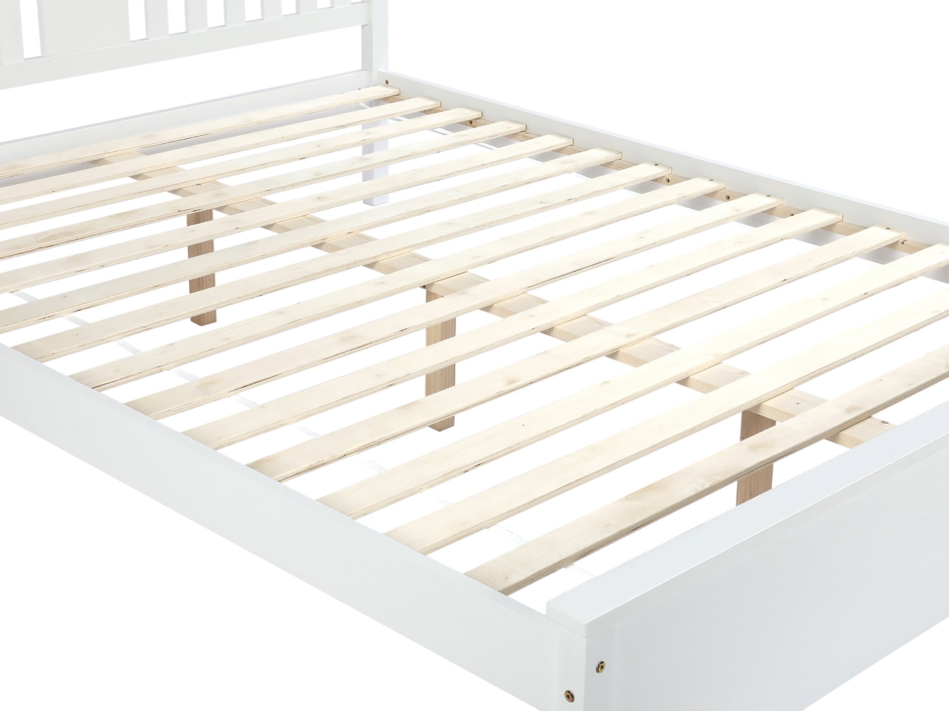 Castor Queen Wooden Bed Frame - White