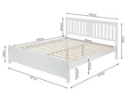 Castor Queen Wooden Bed Frame - White