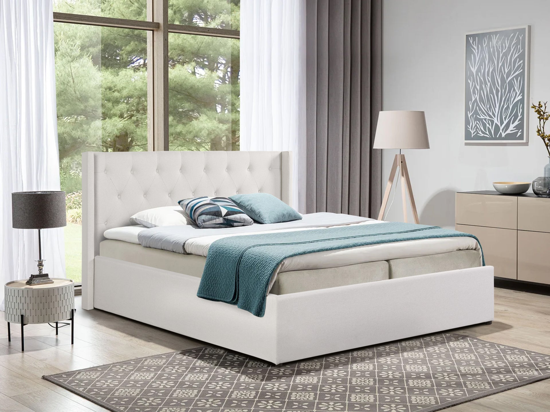 Johnson Queen Gas Lift Storage Bed Frame - White