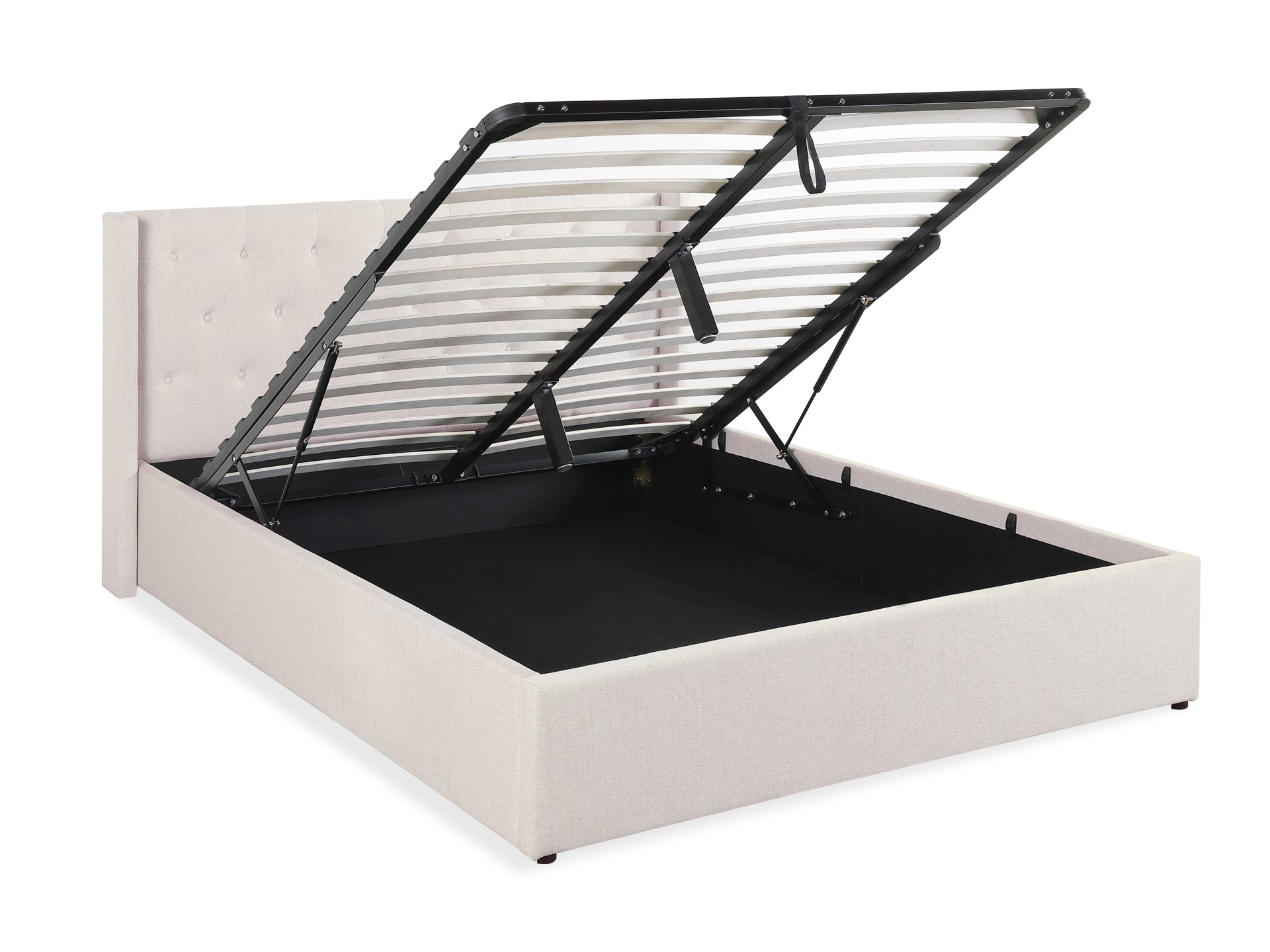 Johnson Queen Gas Lift Storage Bed Frame - Beige