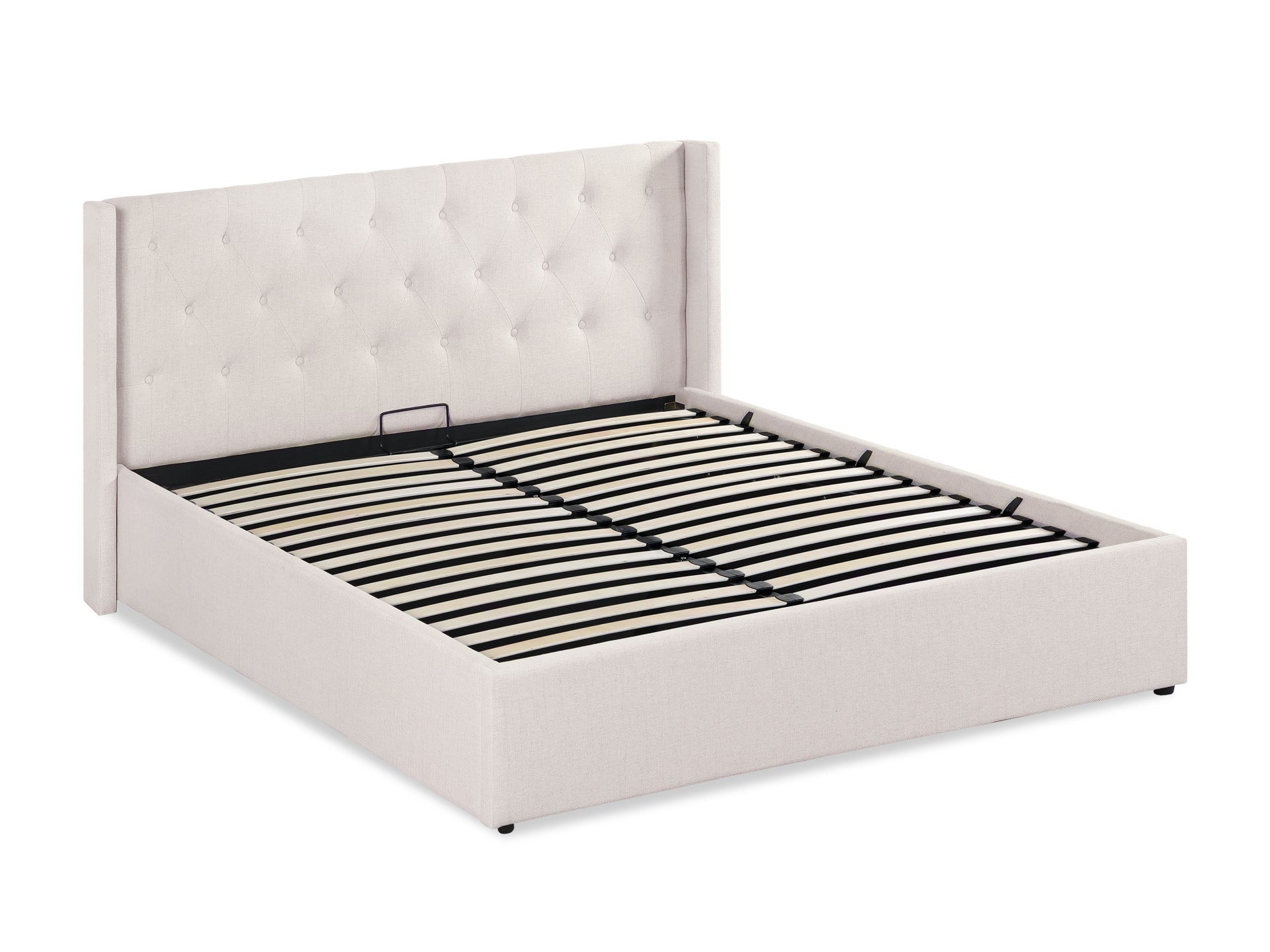 Johnson Queen Gas Lift Storage Bed Frame - Beige