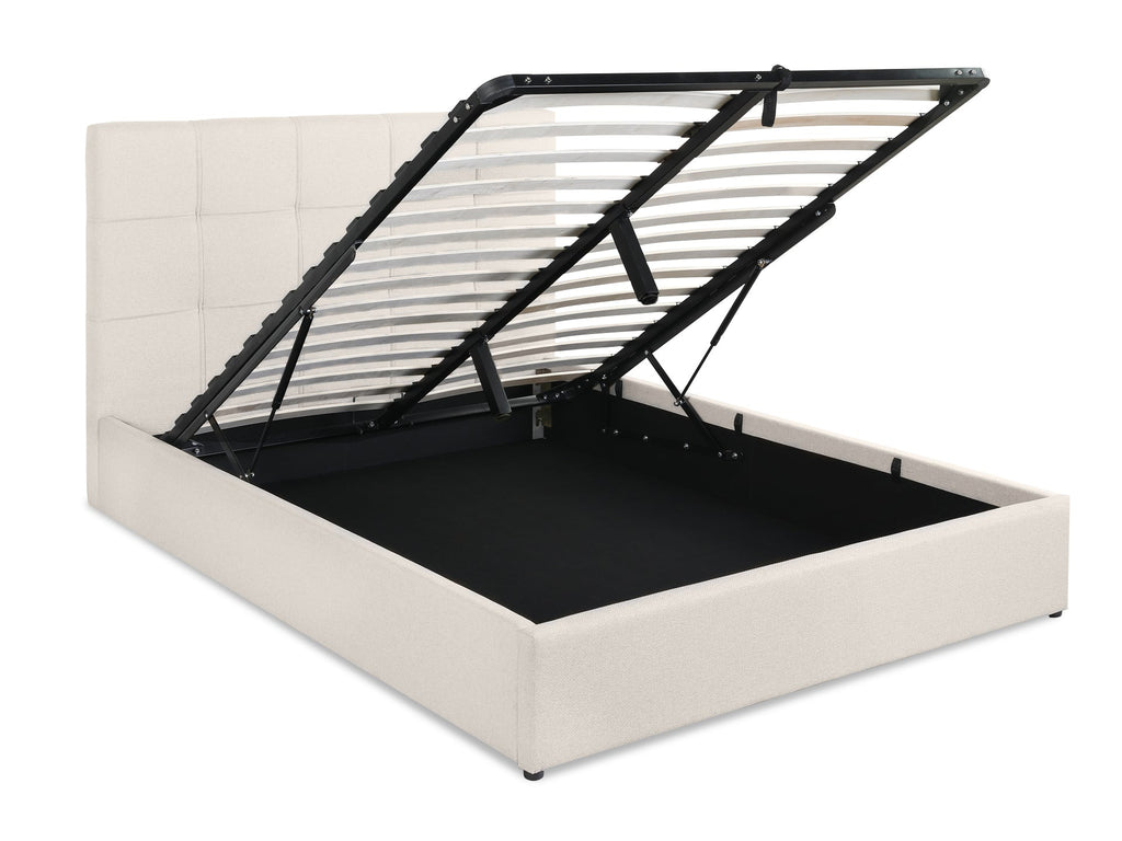 Torbert Queen Gas Lift Storage Bed Frame - Light Grey