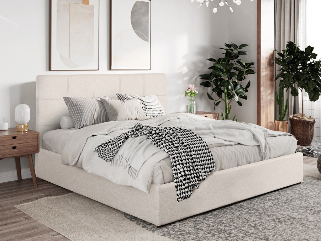 Torbert Queen Gas Lift Storage Bed Frame - Light Grey