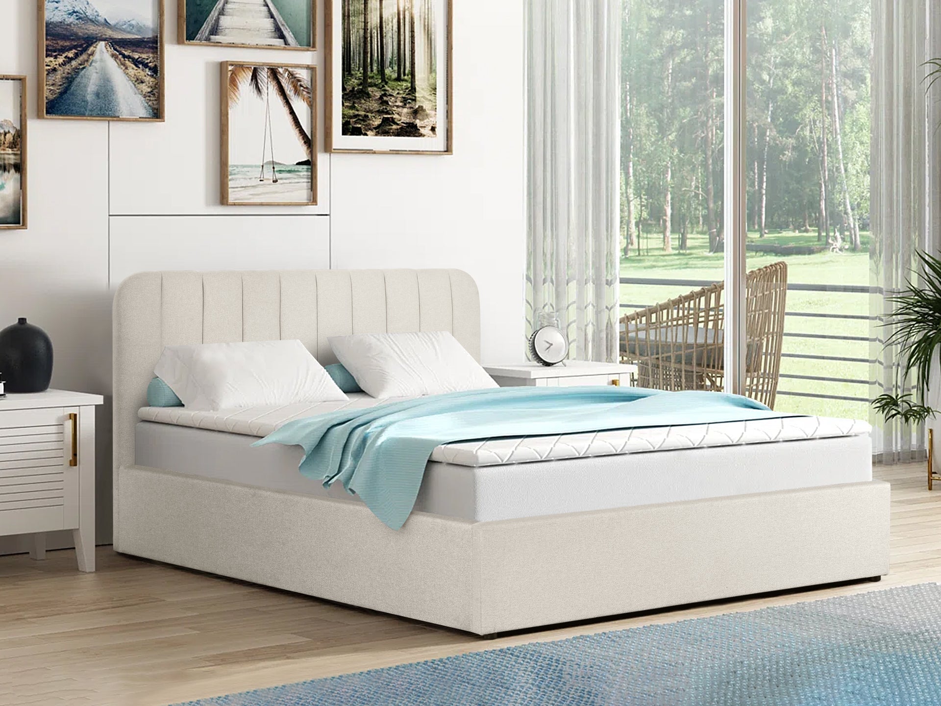 Victoria Queen Gas Lift Storage Bed Frame - Beige