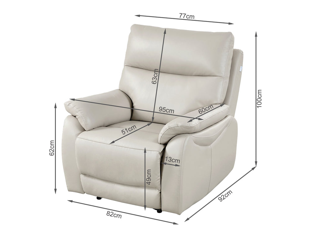 Charlton Leather Recliner Chair - Beige