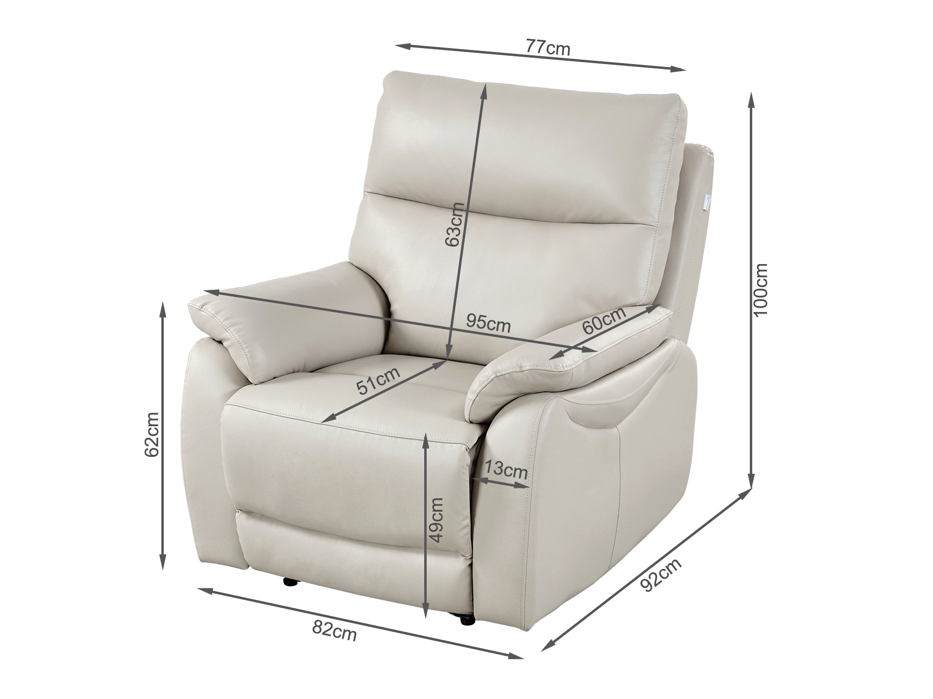 Charlton Leather Recliner Chair - Beige