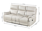 Charlton Leather 3 Seater Recliner Sofa - Beige