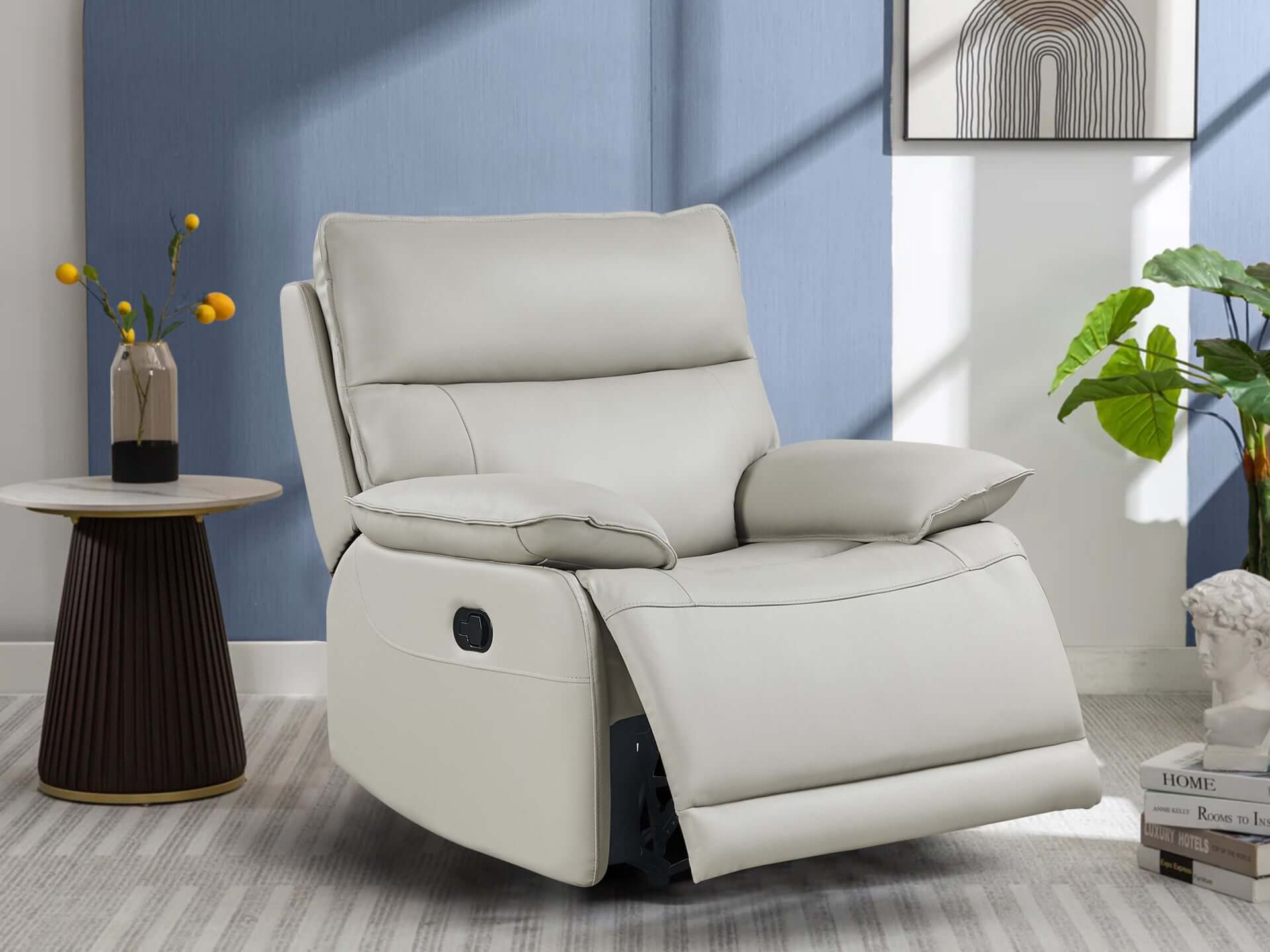 Wellsford Manual Leather Recliner Chair - Grey