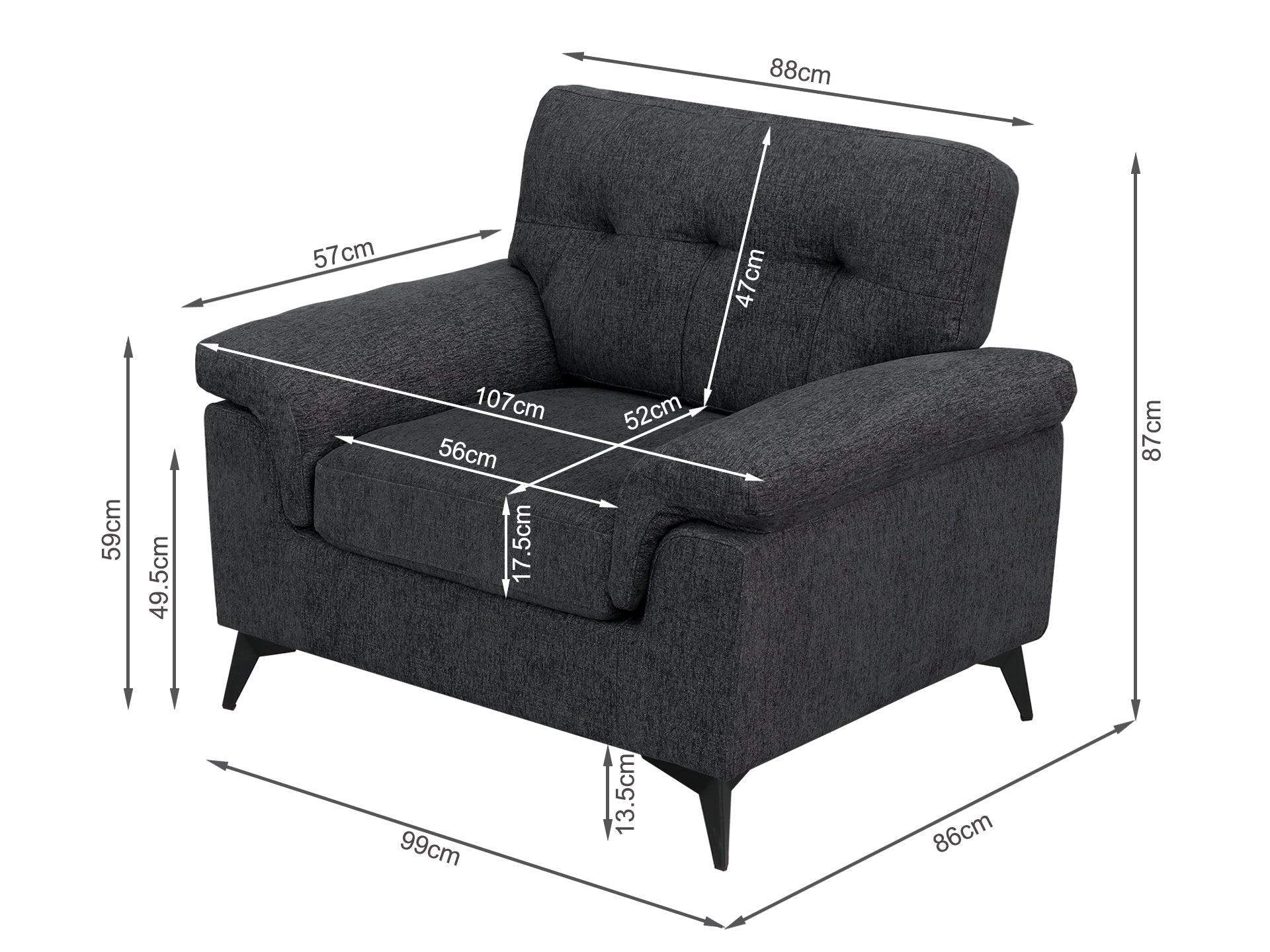 Darien Occasional Chair - Dark Grey