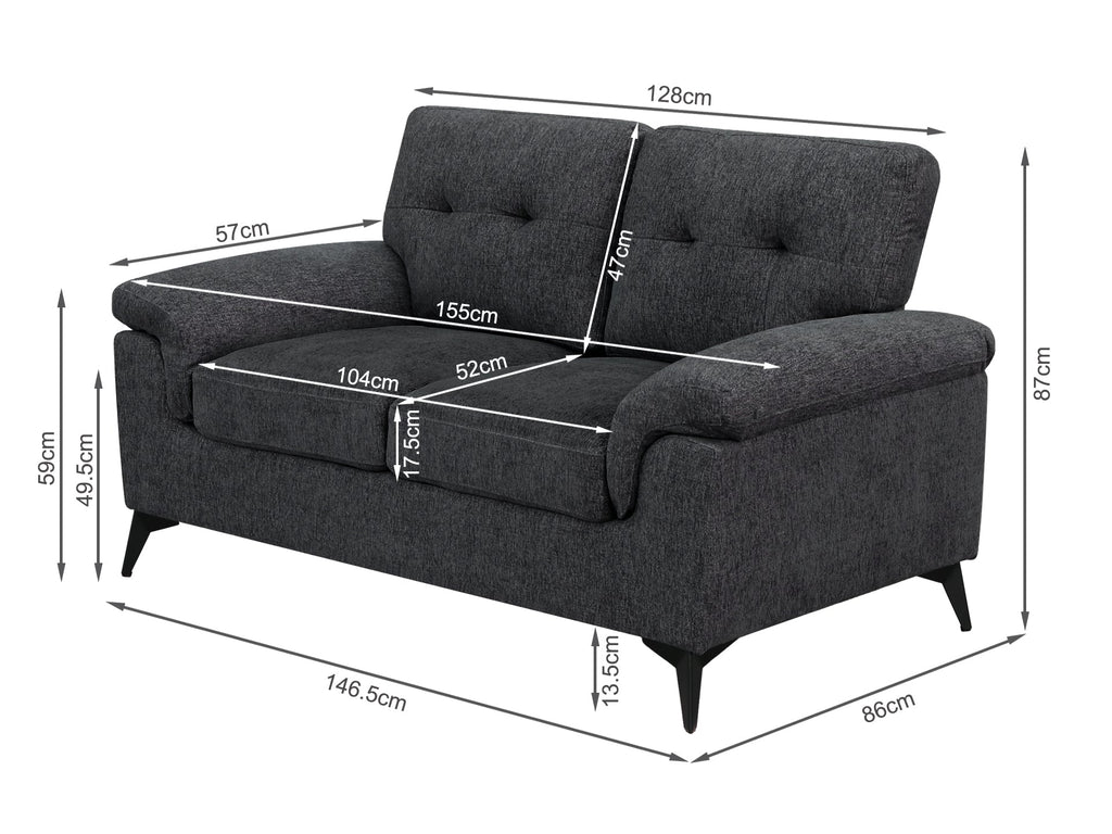 Darien 2 Seater Sofa - Dark Grey