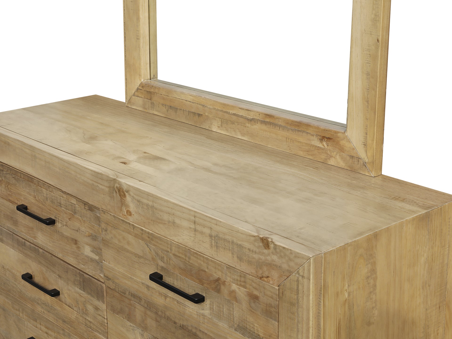 Argento Solid Wood 6 Drawer Dresser with Mirror - Delhi