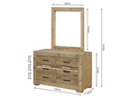 Argento Solid Wood 6 Drawer Dresser with Mirror - Delhi