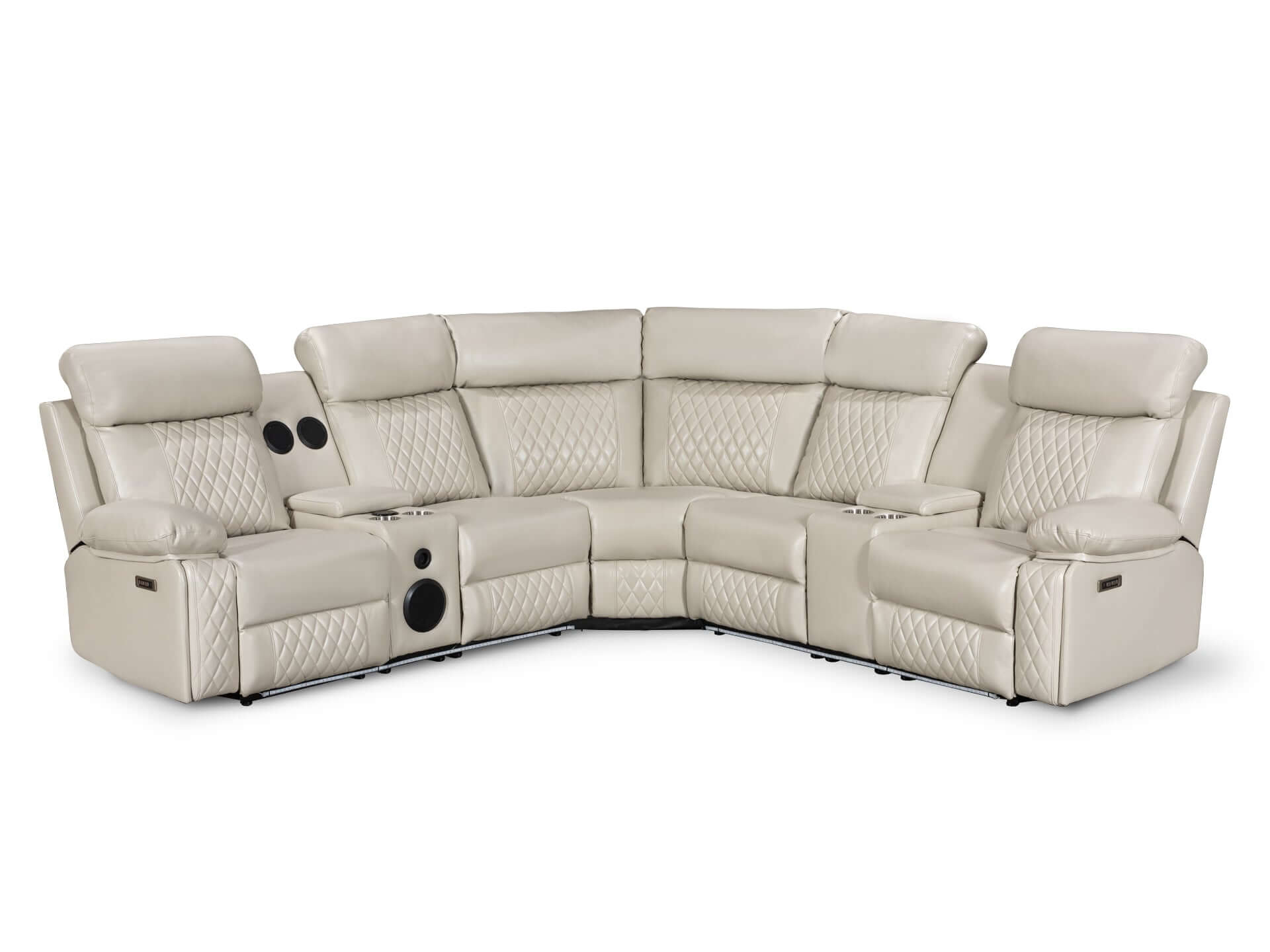 Grovetown Electric Recliner Corner Sofa with LED and Speaker - Beige