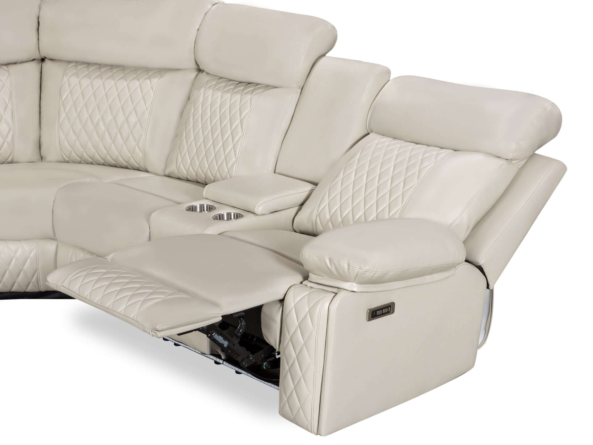 Grovetown Electric Recliner Corner Sofa with LED and Speaker - Beige