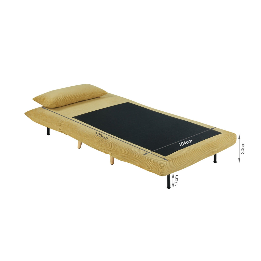 Hastings 1 Seater Fold-Out Sofa Bed - Yellow