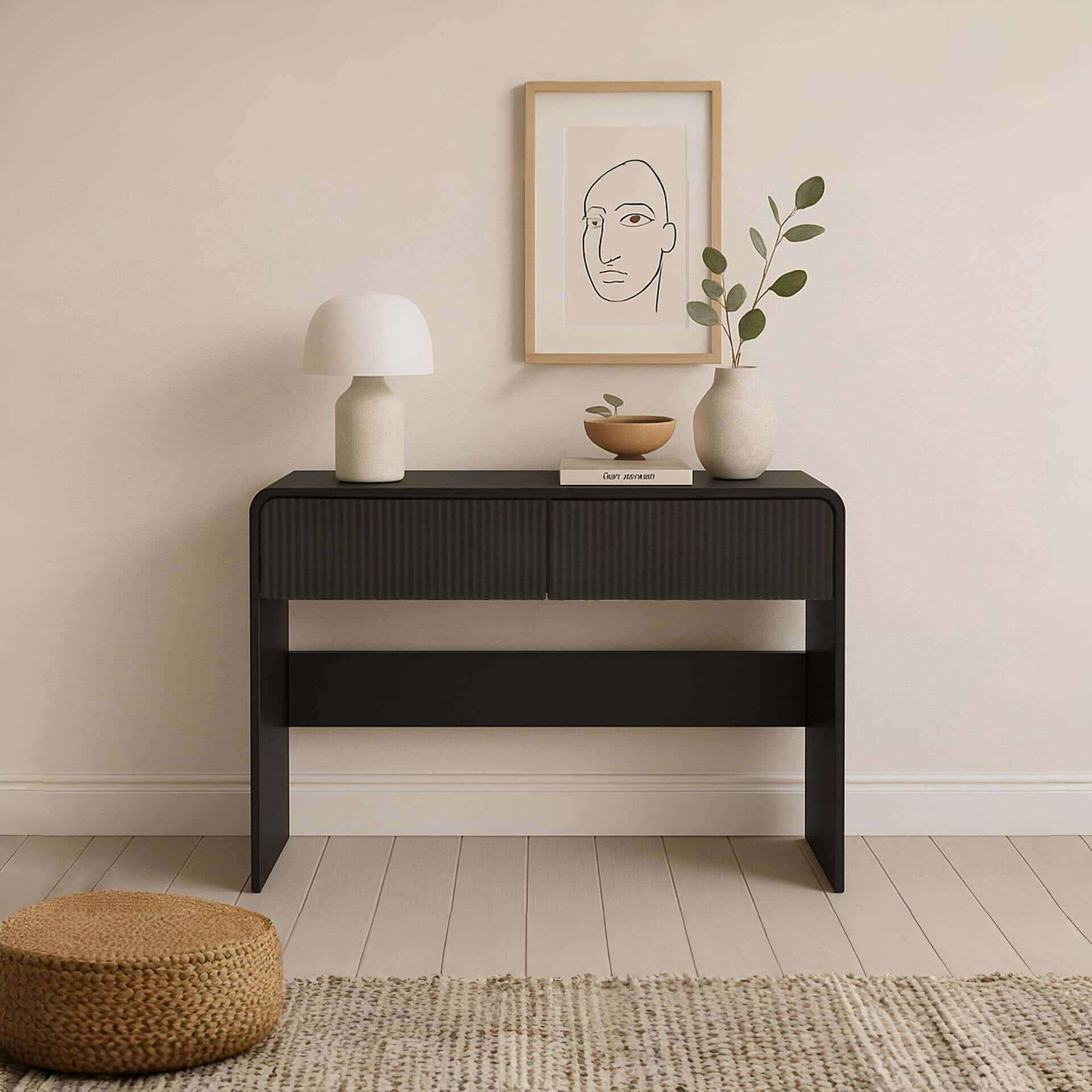 Cannock Console Table With 2 Drawers - Black