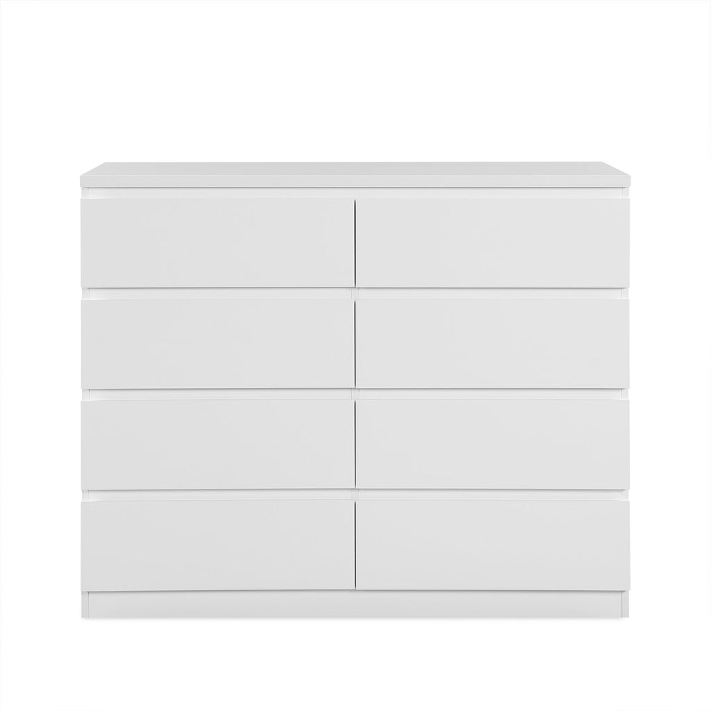 Angeles High Gloss 8 Drawer Lowboy - White