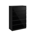 Angeles High Gloss 6 Drawer Tallboy - Black