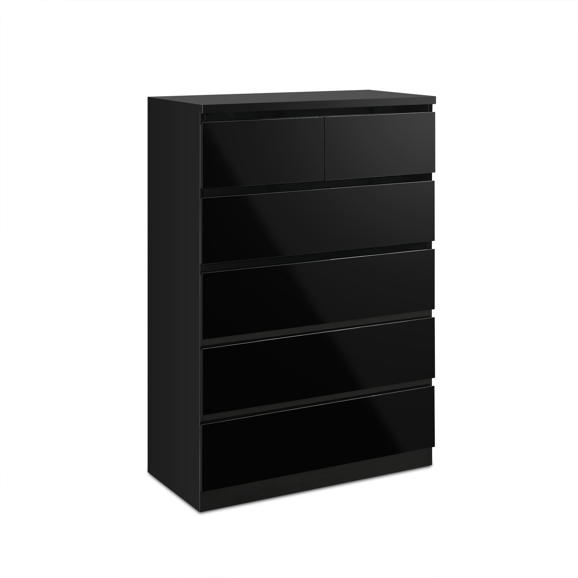 Angeles High Gloss 6 Drawer Tallboy - Black
