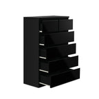 Angeles High Gloss 6 Drawer Tallboy - Black