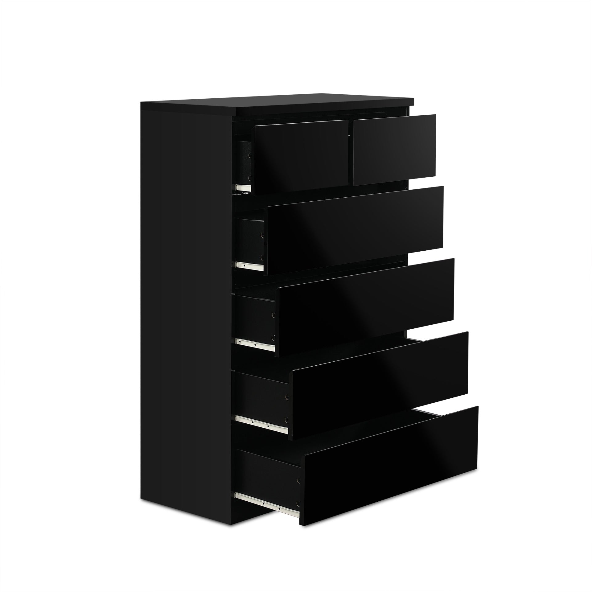 Angeles High Gloss 6 Drawer Tallboy - Black