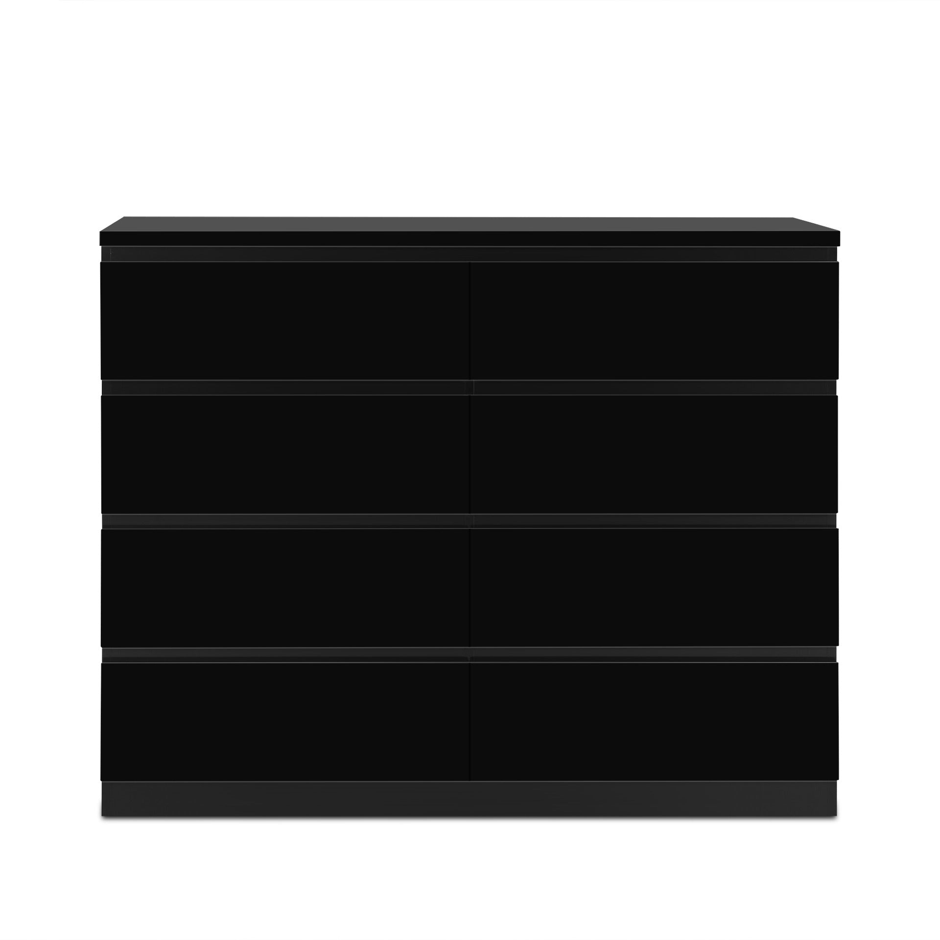 Angeles High Gloss 8 Drawer Lowboy - Black