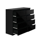 Angeles High Gloss 8 Drawer Lowboy - Black
