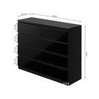 Angeles High Gloss 8 Drawer Lowboy - Black