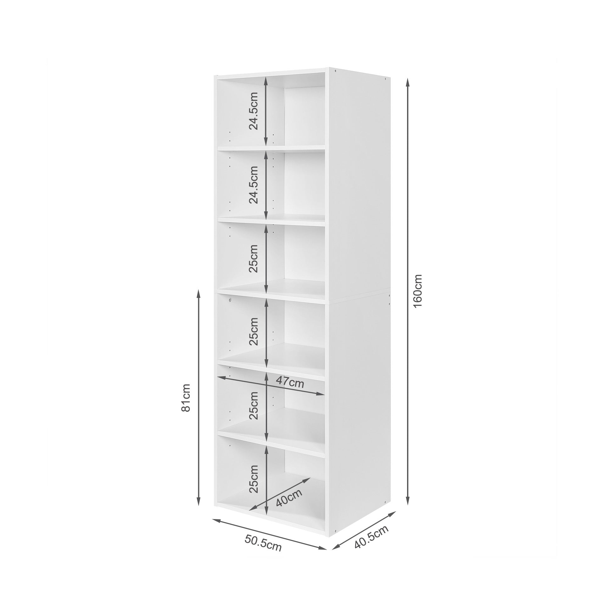 PAYETTE 6 Shelf Wardrobe - WHITE