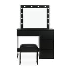 Begonia 2 Piece Dressing Table with Mirror & Stool Set - BLACK