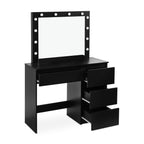 Begonia 2 Piece Dressing Table with Mirror & Stool Set - BLACK